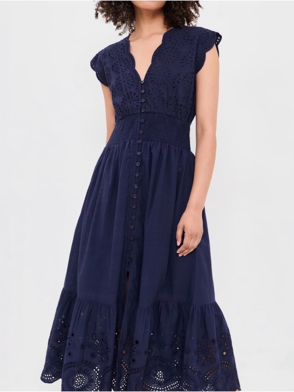 Fiona Dress in Navy Denim Eyelet, Size Small, NWT! - Picture 1 of 9
